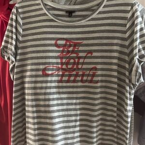 Torrid Fitted Gray and White Striped Tee